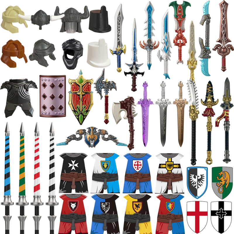 Lego Minifigure Holder - Medieval Soldiers Knights Figure Accessories Building