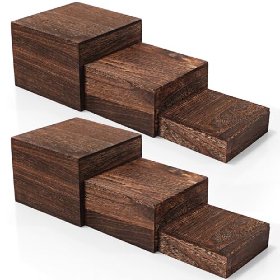 6 Pcs Wood Display Risers Rust - Display Risers Set review and price