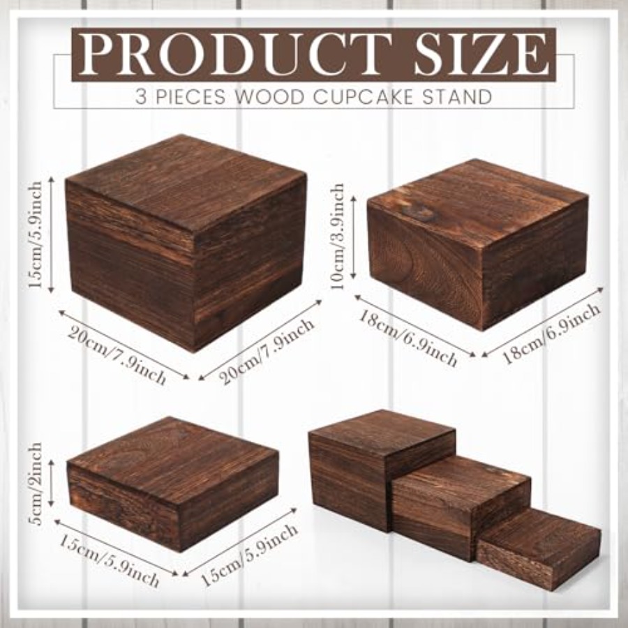 6 Pcs Wood Display Risers Rust - Display Risers Set review and price