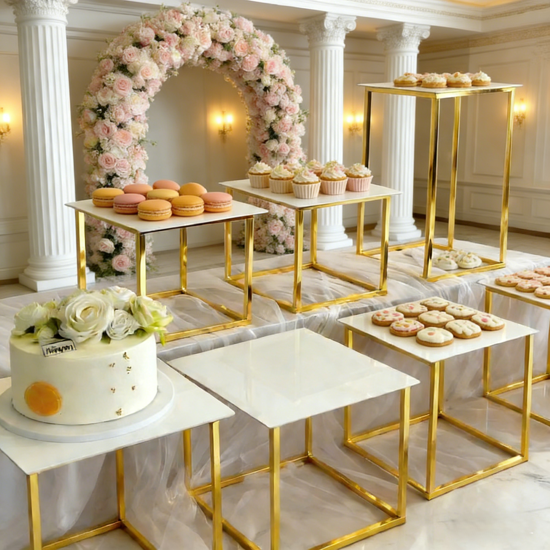 12-20 PCS Luxury Gold Frame Wh - Display Risers Set review and price