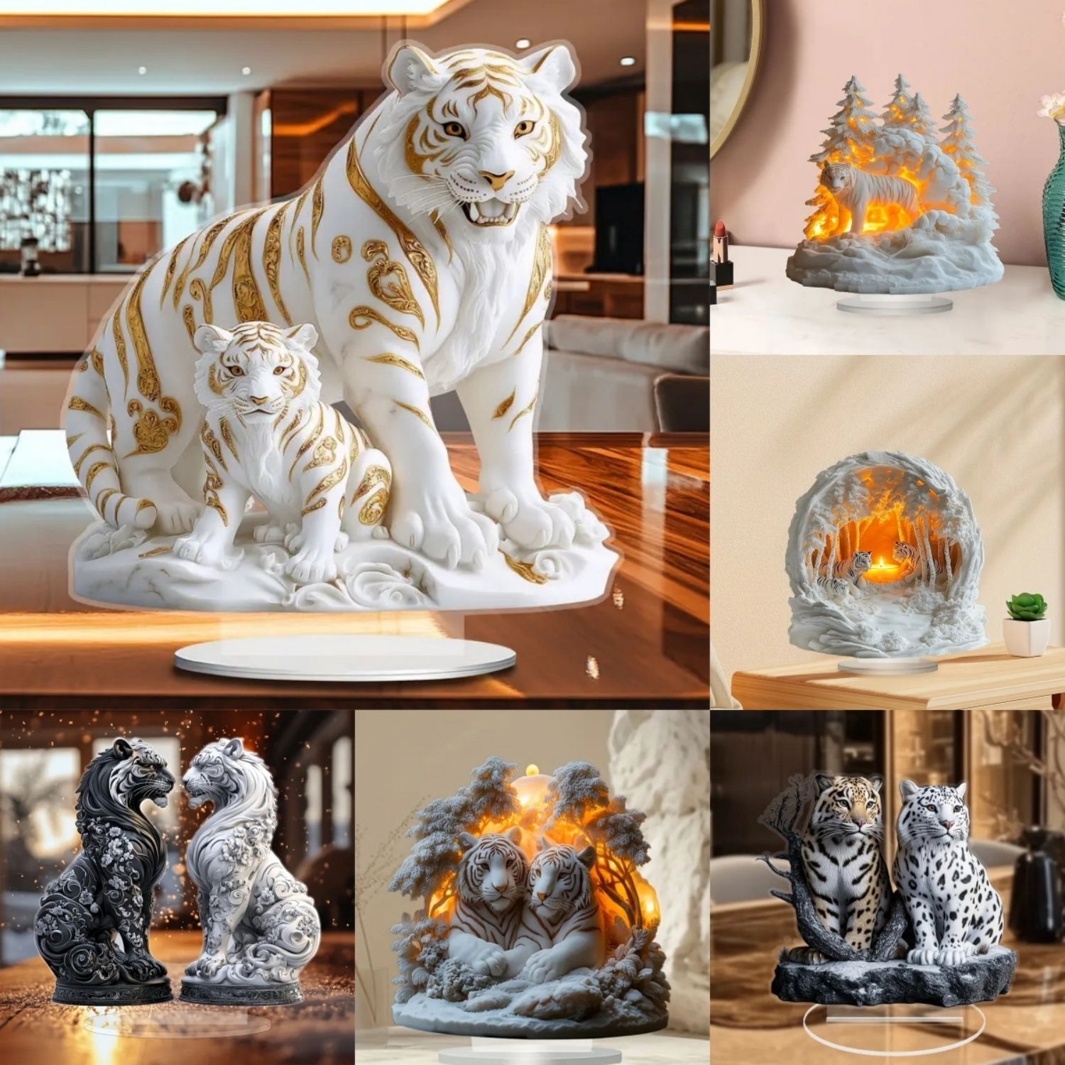 Two Tigers Statue,2D Flat Anim - Display Case Acrylic review and price
