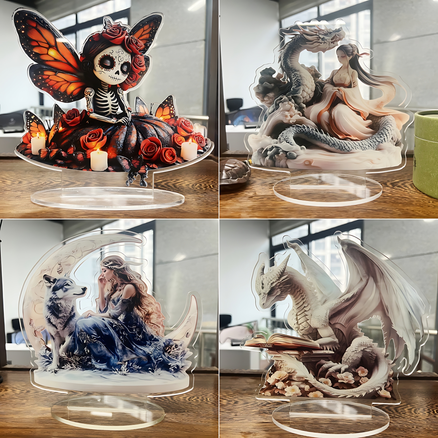 Two Tigers Statue,2D Flat Anim - Display Case Acrylic review and price