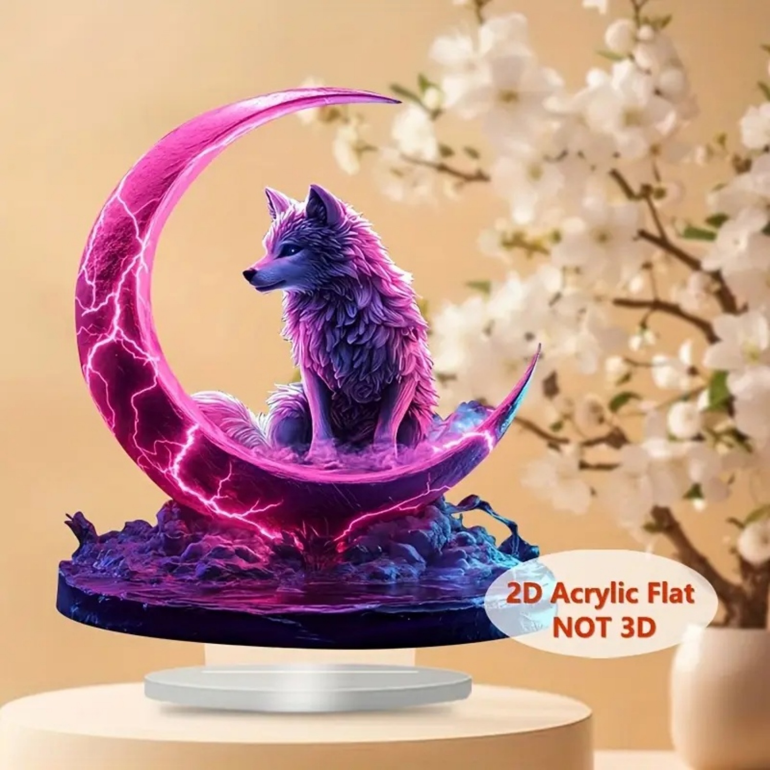 Flame Wolf Statue,2D Flat Acry - Display Case Acrylic review and price