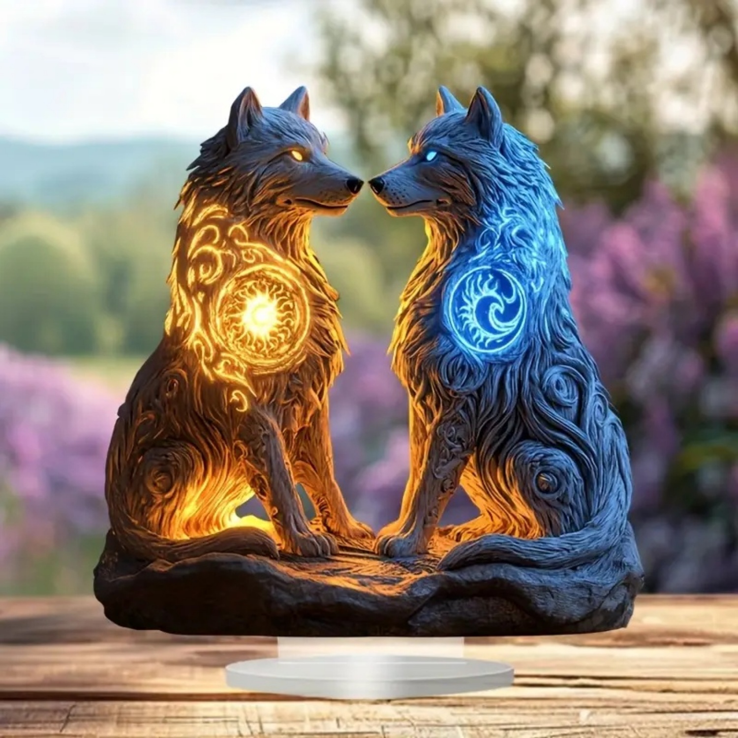 Flame Wolf Statue,2D Flat Acry - Display Case Acrylic review and price