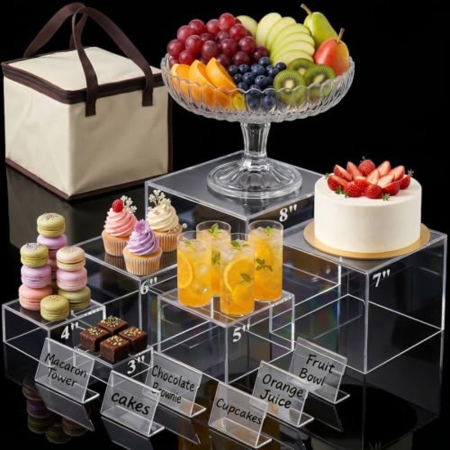6PCS Clear and Buffet Risers w - Display Risers Set review and price