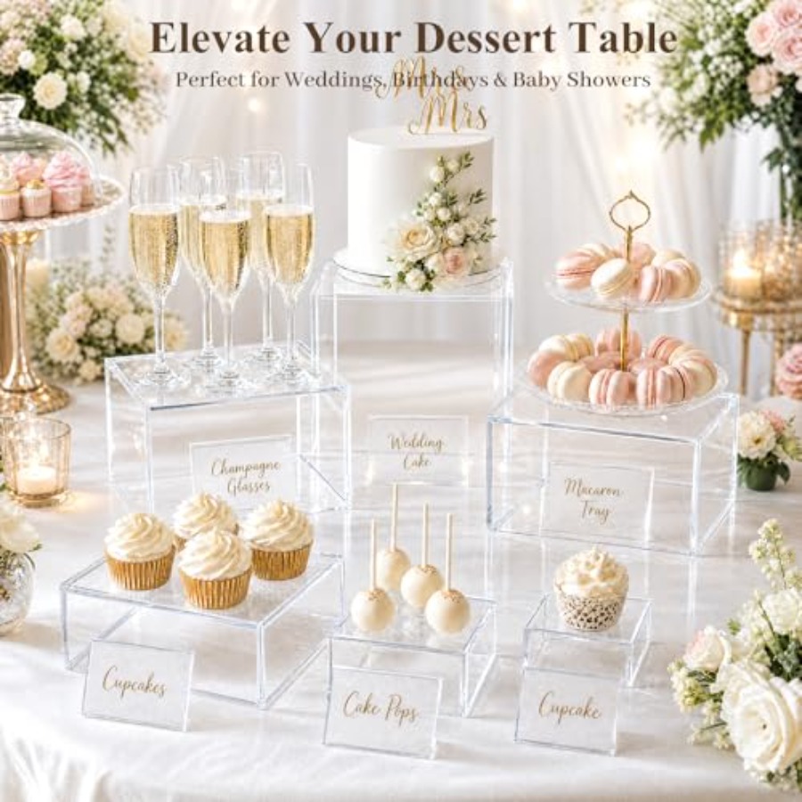 6PCS Clear and Buffet Risers w - Display Risers Set review and price