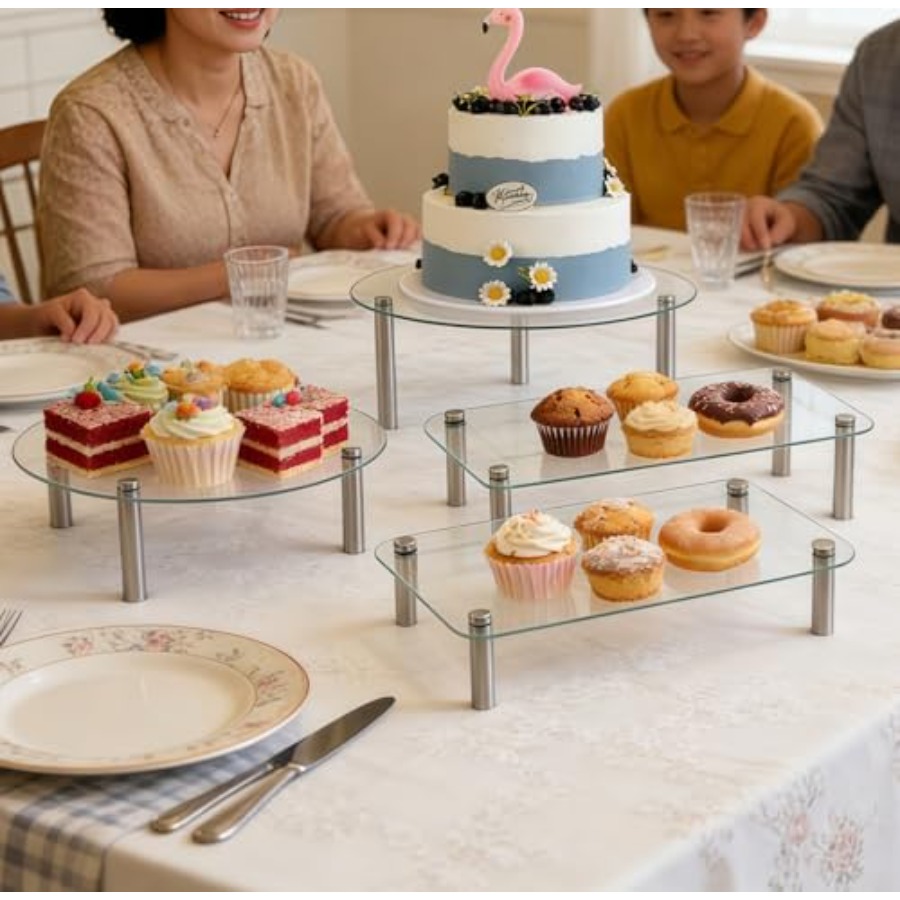 Tempered Glass Cake Stands Set - Display Risers Set review and price