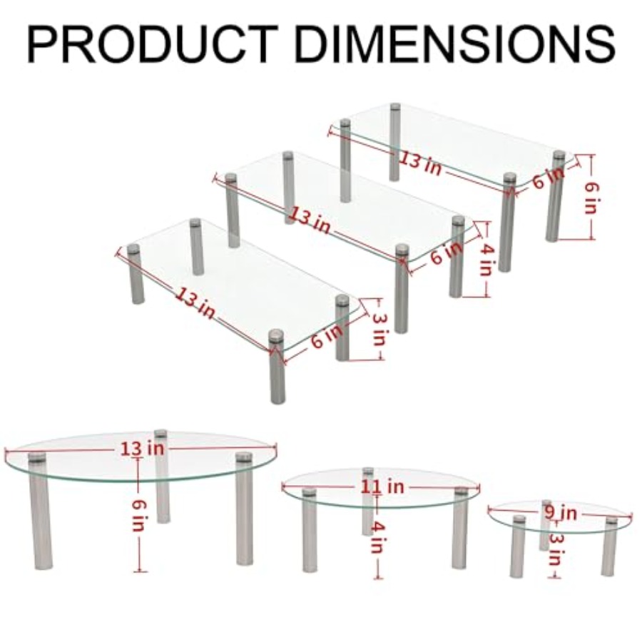 Tempered Glass Cake Stands Set - Display Risers Set review and price